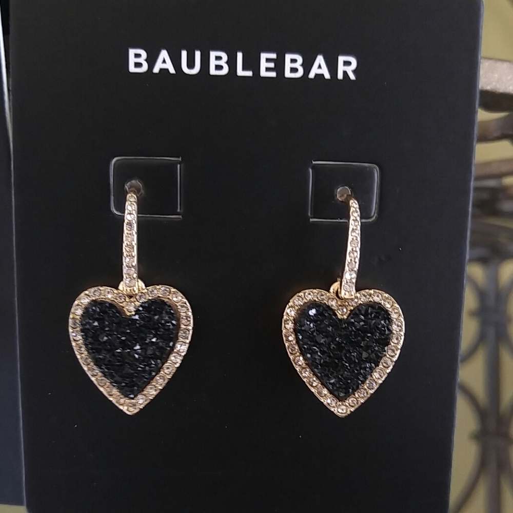 BaubleBar Heart Druzy Stone earrings - Picture 3 of 4